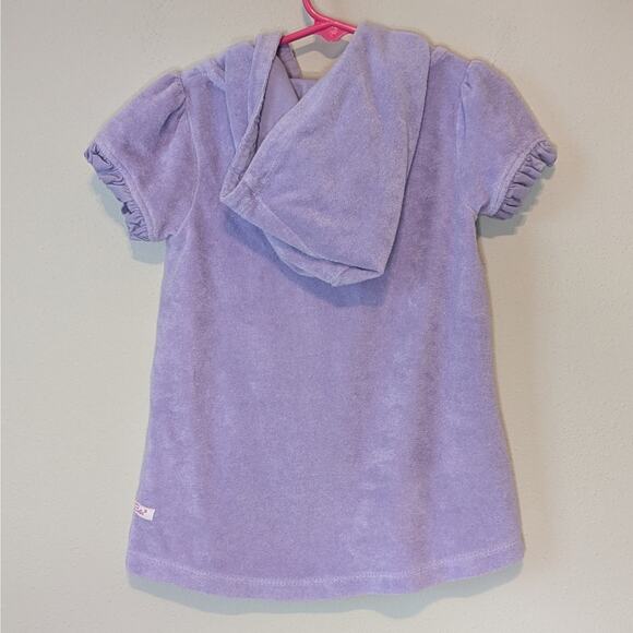 Ruffle Butts Lilac Terrycloth Hooded Bath or Swim Cover Up Zip Short Sleeve 2T - Picture 3 of 7